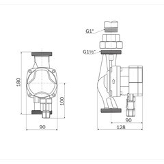 Циркуляционный насос для систем отопления Aquario Prime-A1-258-180 DN25 подъем 8 м 180 мм с гайками (5128) - фото 3