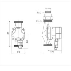 Циркуляционный насос для систем отопления Aquario Prime-A1-256-180 DN25 подъем 6 м 180 мм с гайками (5116) - фото 2