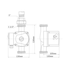 Циркуляционный насос для систем отопления Aquario AC 254-130 DN25 подъем 4 м 130 мм с гайками (5254) - фото 2