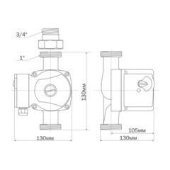 Циркуляционный насос для систем отопления Aquario AC 206-130 DN20 подъем 6 м 130 мм с гайками (5206) - фото 2