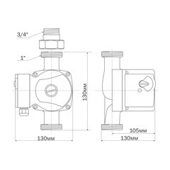 Циркуляционный насос для систем отопления Aquario AC 204-130 DN20 подъем 4 м 130 мм с гайками (5204) - фото 3