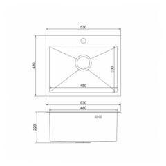Мойка для кухни Mixline Pro 53х43х22 см врезная с сифоном сталь нано соты графит (552935) - фото 2
