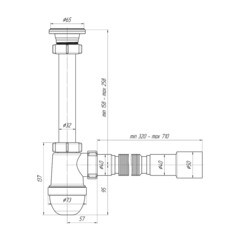 Сифон для раковины АНИ пласт 1 1/4х40 мм с выпуском d65 мм с соединением 40/50 мм (C1015) - фото 5