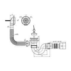 Сифон для ванны АНИ пласт 1 1/2х40 мм проточный слив d50 мм с выпуском d70 мм с соединением 40/50 мм (E155) - фото 6