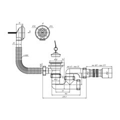 Сифон для ванны АНИ пласт 1 1/2х40 мм регулируемый слив d50 мм с выпуском d70 мм с соединением 40/50 мм (E255) - фото 6