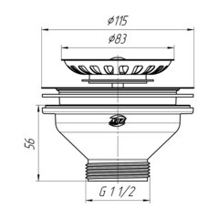 Выпуск для мойки АНИ пласт 3 1/2 с решеткой (M250) - фото 4