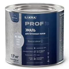 Эмаль для бетонных полов быстросохнущая Лакра Prof It серое окно RAL 7040 1,7 кг (8311353)