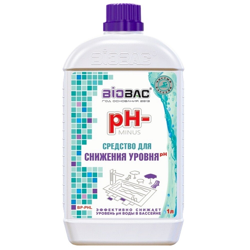 Изображение товара Средство для снижения pH в бассейне Biobac 1 л