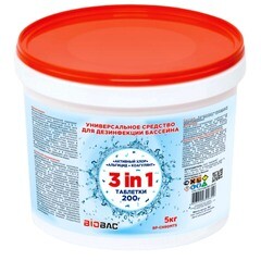 Изображение товара Таблетки многофункциональные для дезинфекции бассейнов Biobac Универсал 3в1 5 кг