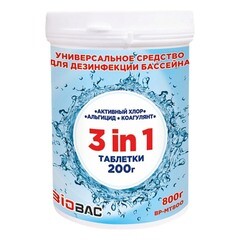 Изображение товара Таблетки многофункциональные для дезинфекции бассейнов Biobac Универсал 3в1 800 г