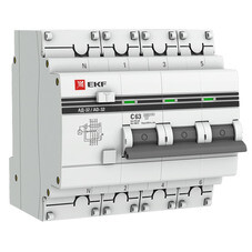 Автомат дифференциальный EKF PROxima 63А 3P+N тип AC 30 мА 4,5 кА (DA32-63-30-4P-pro)