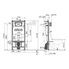Инсталляция Alcadrain AM101/1120-0001 для подвесного унитаза без кнопки (535989) - фото 2