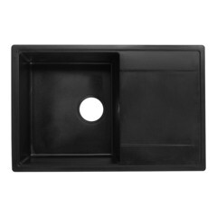 Мойка для кухни Ulgran Practik 74х48х19 см врезная с крылом искусственный камень черный оникс - фото 7