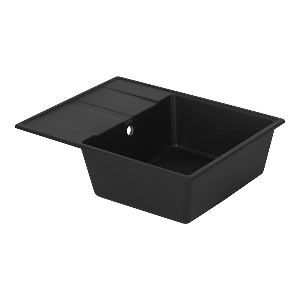 Изображение товара Мойка для кухни Ulgran Prima 65х50х20 см врезная с крылом с сифоном кварц уголь