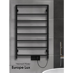 Полотенцесушитель электрический Indigo Europe Lux 800х532 мм 85 Вт с терморегулятором черный муар - фото 6