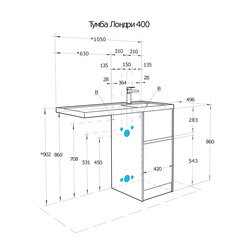 Корпус тумбы под раковину и стиральную машину Aquaton Лондри 40 см дуб кантри (1A267001LHDY0) - фото 5