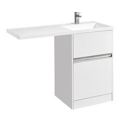 Тумба под раковину и стиральную машину Aquaton Лондри 60 см белая (1A235901LH010) - фото 1