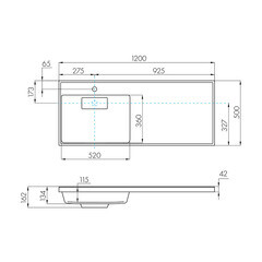Раковина для тумбы Aquaton Лондри 120 см левая (1A72843KLH01L) - фото 3