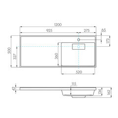 Раковина для тумбы Aquaton Лондри 120 см правая (1A72243KLH010) - фото 2