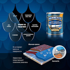 Краска по ржавчине 3в1 Hammerite черная RAL 9005 молотковая матовая 0,75 л - фото 4