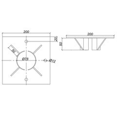 Оголовок усиленный для сваи винтовой d76 мм 200х200х50 мм - фото 2
