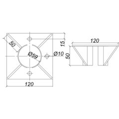 Оголовок усиленный для сваи винтовой d57 мм 120х120х50 мм - фото 2