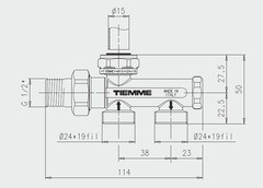 Узел регулирующий угловой Tiemme 1/2 НР(ш) х М24 НР(ш) для радиатора для двухтрубных систем (3370KIT) - фото 3