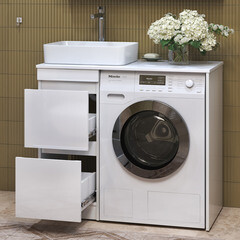 Тумба под раковину и столешницу для стиральной машины Vigo Urban 40 см белая (tn.URB.40.2Y) - фото 6