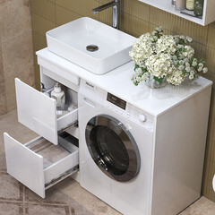 Тумба под раковину и столешницу для стиральной машины Vigo Urban 40 см белая (tn.URB.40.2Y) - фото 5