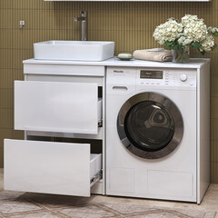 Тумба под раковину и столешницу для стиральной машины Vigo Urban 60 см белая (tn.URB.60.2Y) - фото 8