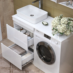 Тумба под раковину и столешницу для стиральной машины Vigo Urban 60 см белая (tn.URB.60.2Y) - фото 7