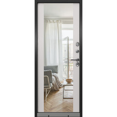 Дверь входная с терморазрывом Mastino Марлин правая букле антрацит - дуб белый скандинавский с зеркалом 880х2050 мм - фото 18