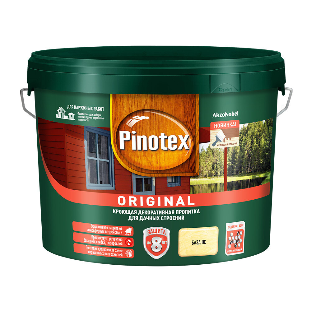Изображение товара Декоративный антисептик Pinotex/Omnitex Original для наружных деревянных поверхностей 8,4 л