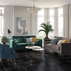 Керамогранит Cersanit Queen черный 420х420х8 мм (9 шт.=1,587 кв.м) - фото 3