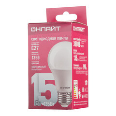 Лампа светодиодная Онлайт E27 4000К 15 Вт 1350 Лм 176-264 В груша матовая - фото 3