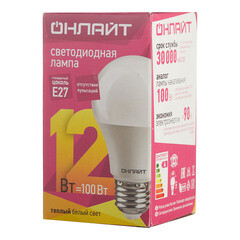 Лампа светодиодная Онлайт E27 2700К 12 Вт 900 Лм 176-264 В груша матовая - фото 3