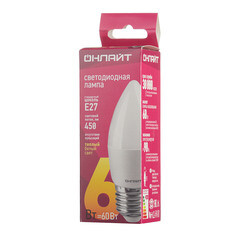 Лампа светодиодная Онлайт E27 2700К 6 Вт 450 Лм 220-240 В свеча матовая - фото 3