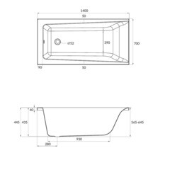 Ванна акриловая Cersanit Lorena 140х70 см без ножек (P-WP-LORENA*140NL/63345) - фото 4