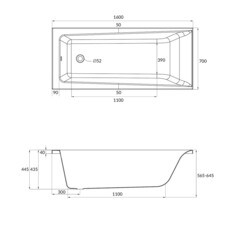 Ванна акриловая Cersanit Lorena 160х70 см без ножек (WP-LORENA*160-W/63322) - фото 6