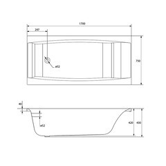 Ванна акриловая Cersanit Virgo 170х75 см без ножек (P-WP-VIRGO*170NL/63353) - фото 2
