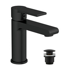 Смеситель для раковины Cersanit Brasko Black однорычажный с донным клапаном черный (63107) - фото 12