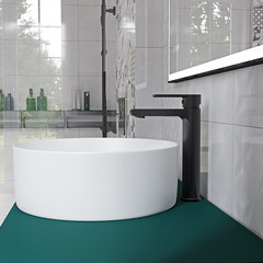 Смеситель для раковины Cersanit Brasko Black однорычажный с донным клапаном черный (63107) - фото 7