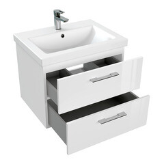 Тумба под раковину Cersanit Lara 60 см подвесная белая (64133) - фото 11