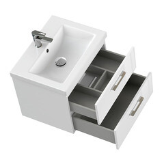 Тумба под раковину Cersanit Lara 60 см подвесная белая (64133) - фото 10