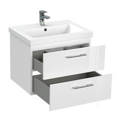 Тумба под раковину Cersanit Lara 60 см подвесная белая (64133) - фото 8