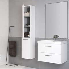 Тумба под раковину Cersanit Lara 60 см подвесная белая (64133) - фото 4