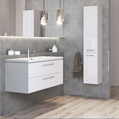 Тумба под раковину Cersanit Lara 60 см подвесная белая (64133) - фото 3