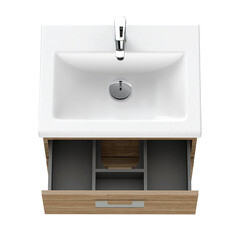 Тумба под раковину Cersanit Lara 60 см подвесная орех (64134) - фото 5