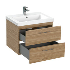 Тумба под раковину Cersanit Lara 60 см подвесная орех (64134) - фото 4