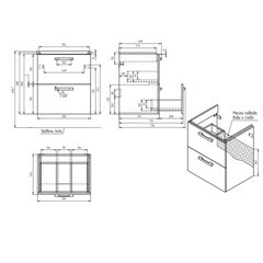 Тумба под раковину Cersanit Melar 60 см подвесная белая (64128) - фото 7